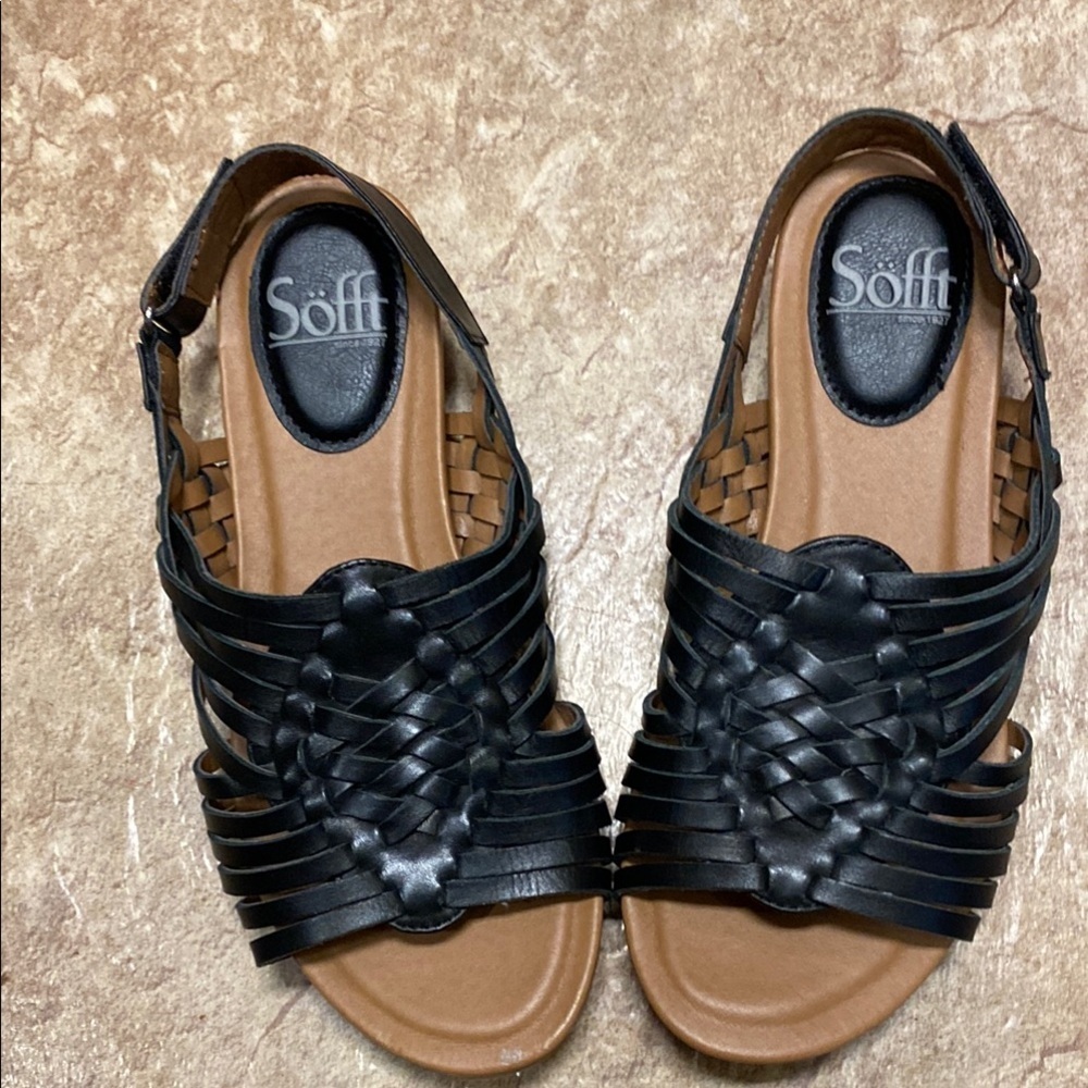 Sofft Black Braided Leather Sandals for Casual Elegance Size 6 M - Picture 3 of 10